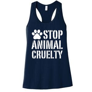 Stop Animal Cruelty Awareness Paw Print Women's Racerback Tank