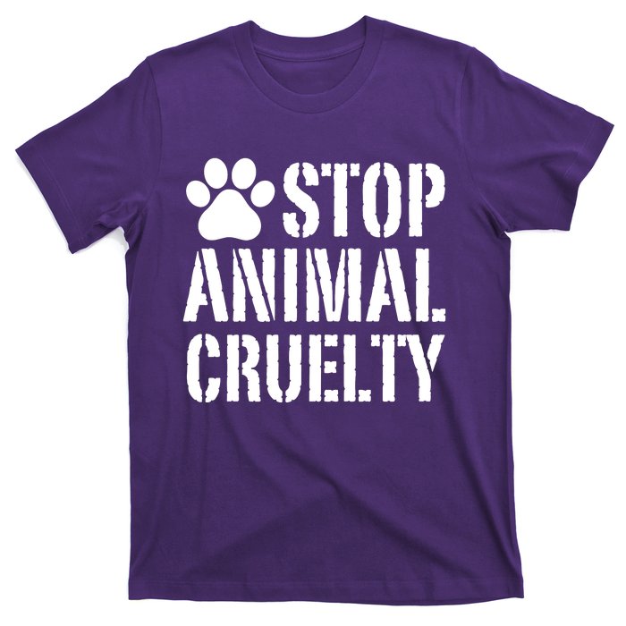 Stop Animal Cruelty Awareness Paw Print T-Shirt