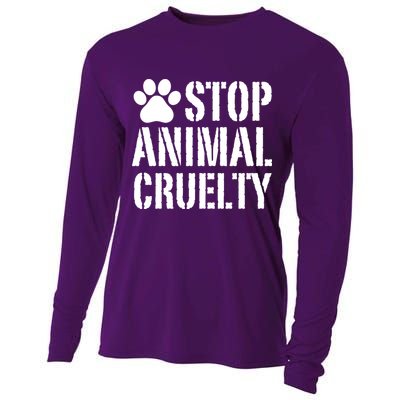 Stop Animal Cruelty Awareness Paw Print Cooling Performance Long Sleeve Crew