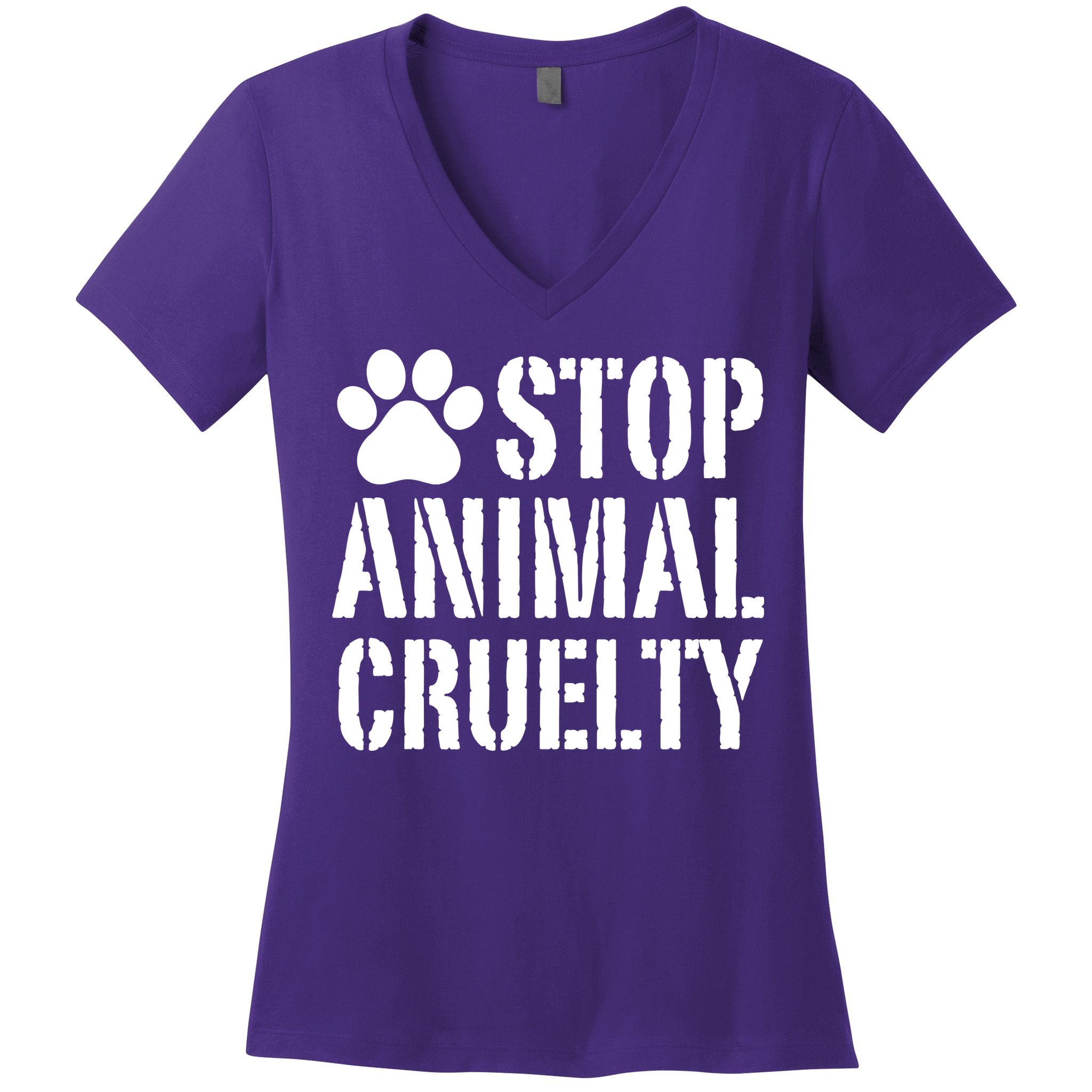 Stop Animal Cruelty Awareness Paw Print Women's V-Neck T-Shirt