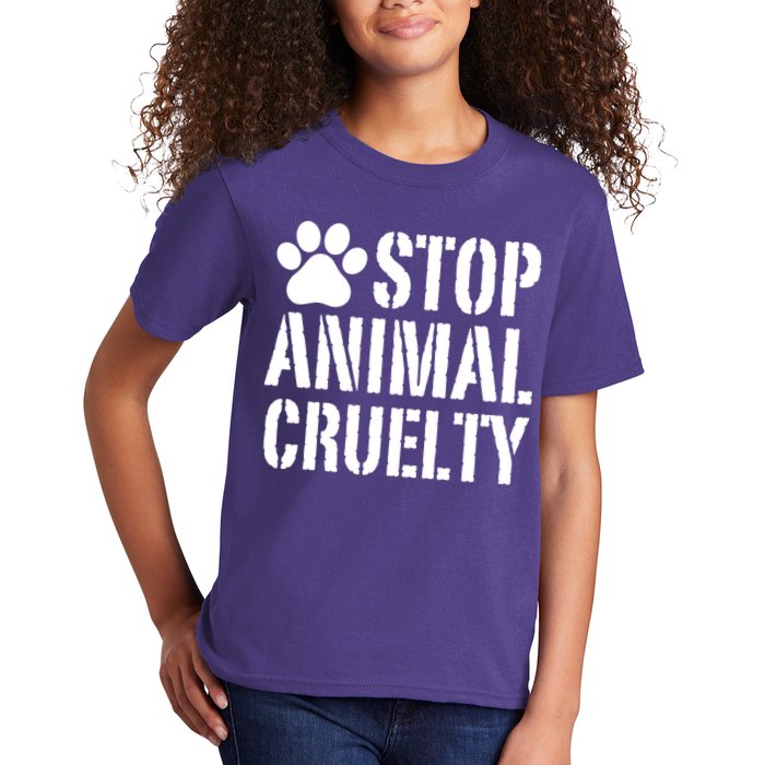 Stop Animal Cruelty Awareness Paw Print Kids T-Shirt