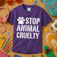 Stop Animal Cruelty Awareness Paw Print Kids T-Shirt
