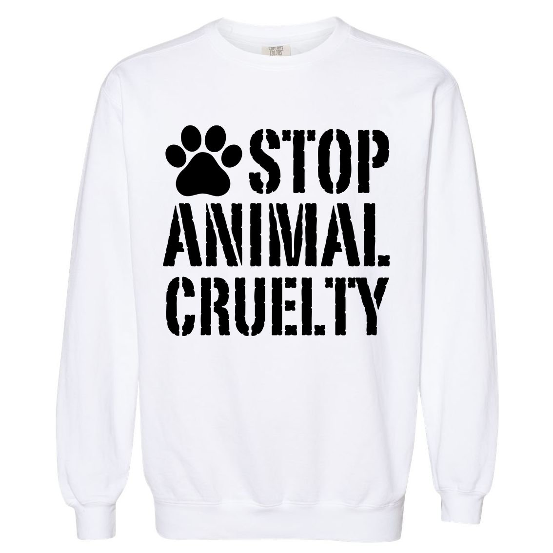 Stop Animal Cruelty Awareness Paw Print Garment-Dyed Sweatshirt