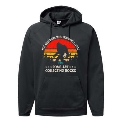 Some Are Collecting Rocks Geologist Rockhounding Bigfoot Performance Fleece Hoodie