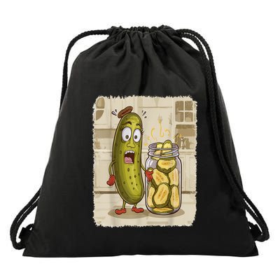 Surprise A Cucumber And A Jar Of Sliced Pickles Funny Pickle Gift Drawstring Bag