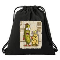 Surprise A Cucumber And A Jar Of Sliced Pickles Funny Pickle Gift Drawstring Bag
