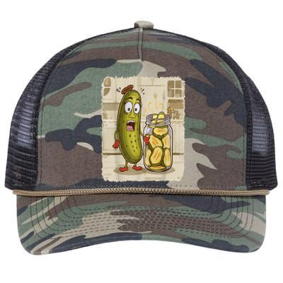 Surprise A Cucumber And A Jar Of Sliced Pickles Funny Pickle Gift Retro Rope Trucker Hat Cap