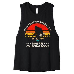 Some Are Collecting Rocks Geologist Rockhounding Bigfoot Women's Racerback Cropped Tank