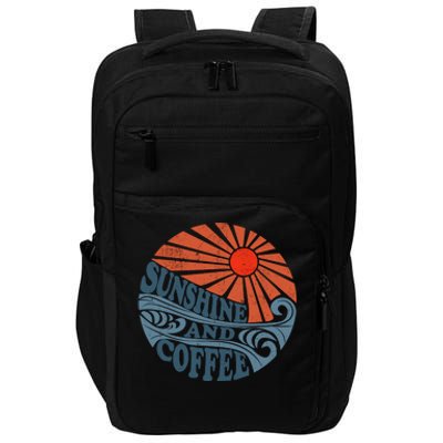 Sunshine And Coffee Funny Retro 70S Vintage Beach Vacation Impact Tech Backpack