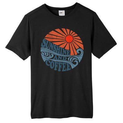 Sunshine And Coffee Funny Retro 70S Vintage Beach Vacation Tall Fusion ChromaSoft Performance T-Shirt