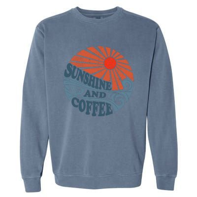 Sunshine And Coffee Funny Retro 70S Vintage Beach Vacation Garment-Dyed Sweatshirt