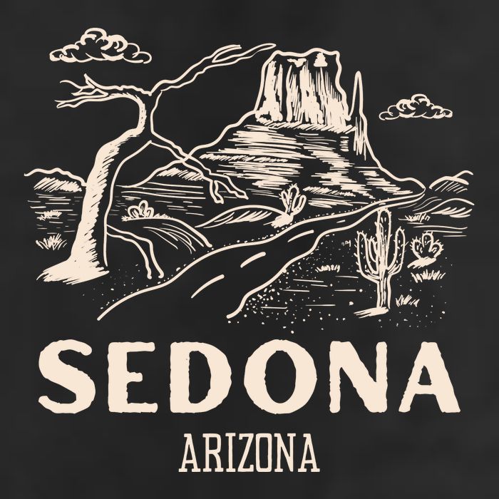 Sedona Arizona Cactus Sunset Desert 7 Panel Mesh Trucker Snapback Hat