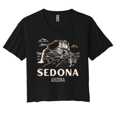 Sedona Arizona Cactus Sunset Desert Women's Crop Top Tee