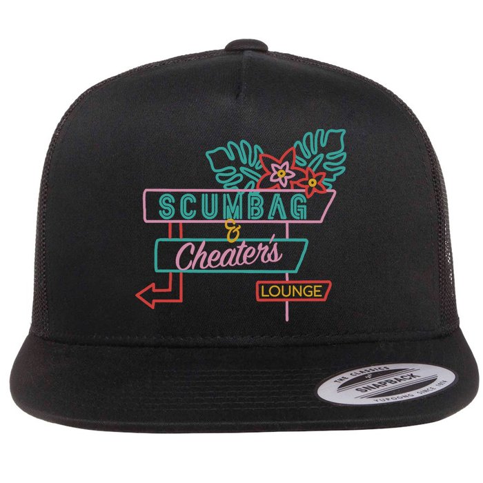 Scumbag And Cheaters Lounge Flat Bill Trucker Hat