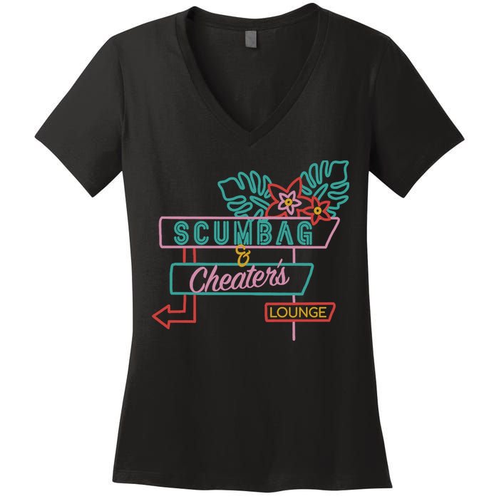Scumbag And Cheaters Lounge Women's V-Neck T-Shirt