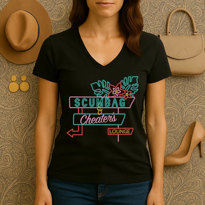 Scumbag And Cheaters Lounge Women's V-Neck T-Shirt