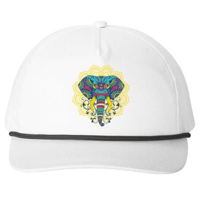 Spiritual Aesthetic Colorful Yoga Dala Elephant Print Gift Snapback Five-Panel Rope Hat