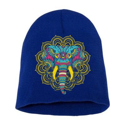 Spiritual Aesthetic Colorful Yoga Dala Elephant Print Gift Short Acrylic Beanie