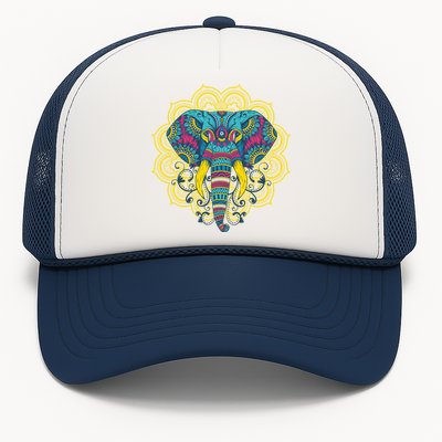 Spiritual Aesthetic Colorful Yoga Dala Elephant Print Gift Trucker Hat