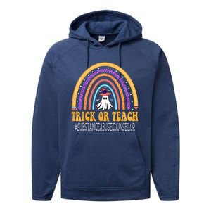 Substance Abuse Counselor Rainbow Trick or teach Halloween Performance Fleece Hoodie