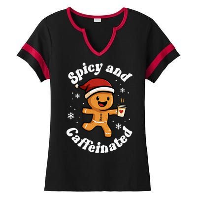 Spicy And Caffeinated Coffee Women Gingerbread Christmas Ladies Halftime Notch Neck Tee