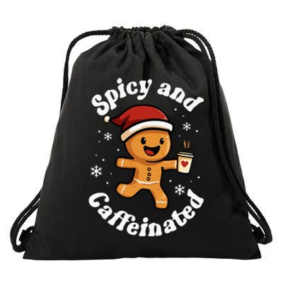 Spicy And Caffeinated Coffee Women Gingerbread Christmas Drawstring Bag