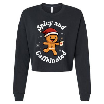 Spicy And Caffeinated Coffee Women Gingerbread Christmas Cropped Pullover Crew