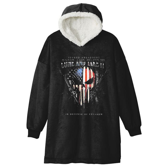 Second Amendment Come And Take It In Defense Of Freedom Hooded Wearable Blanket
