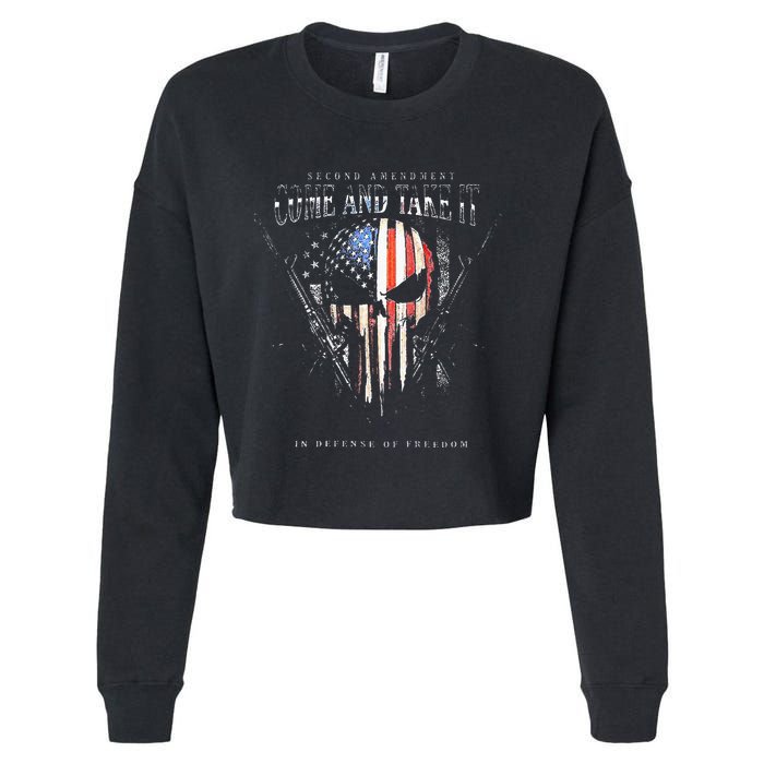 Second Amendment Come And Take It In Defense Of Freedom Cropped Pullover Crew
