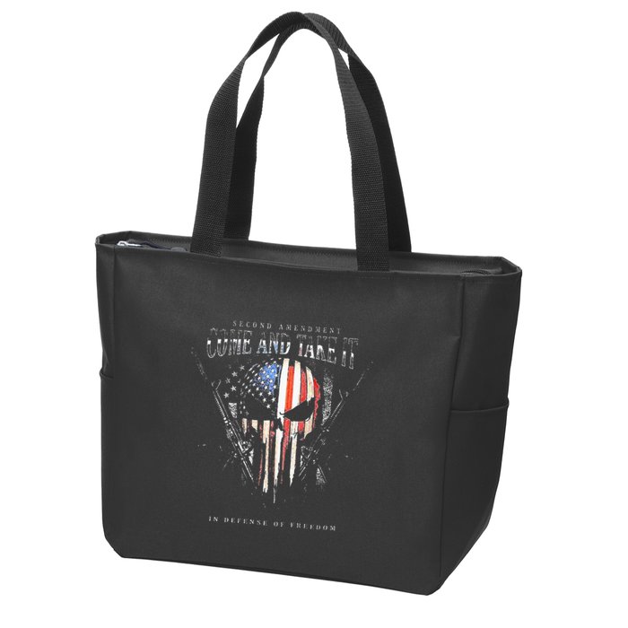 Second Amendment Come And Take It In Defense Of Freedom Zip Tote Bag