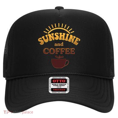 Sunshine And Coffee High Crown Mesh Back Trucker Hat