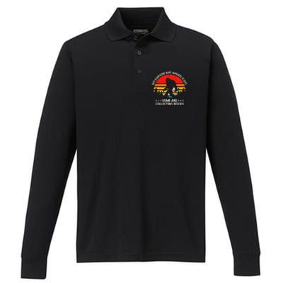 Some Are Collecting Rocks Geologist Rockhounding Bigfoot Performance Long Sleeve Polo