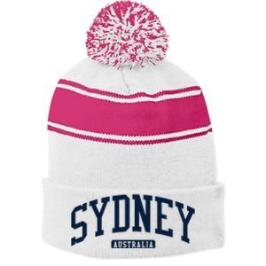 Sydney Australia College University Style Stripe Pom Pom Beanie