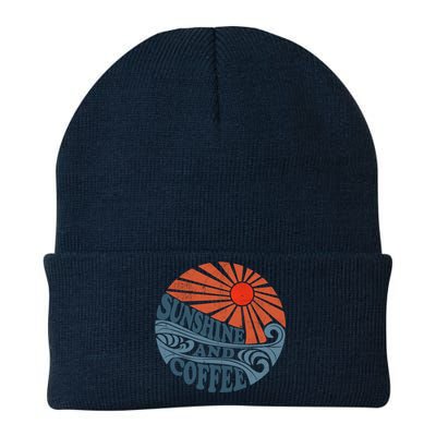 Sunshine And Coffee Funny Retro 70S Vintage Beach Vacation Knit Cap Winter Beanie