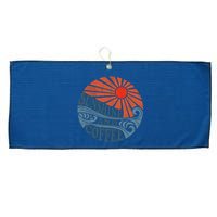 Sunshine And Coffee Funny Retro 70S Vintage Beach Vacation Large Microfiber Waffle Golf Towel