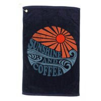 Sunshine And Coffee Funny Retro 70S Vintage Beach Vacation Platinum Collection Golf Towel