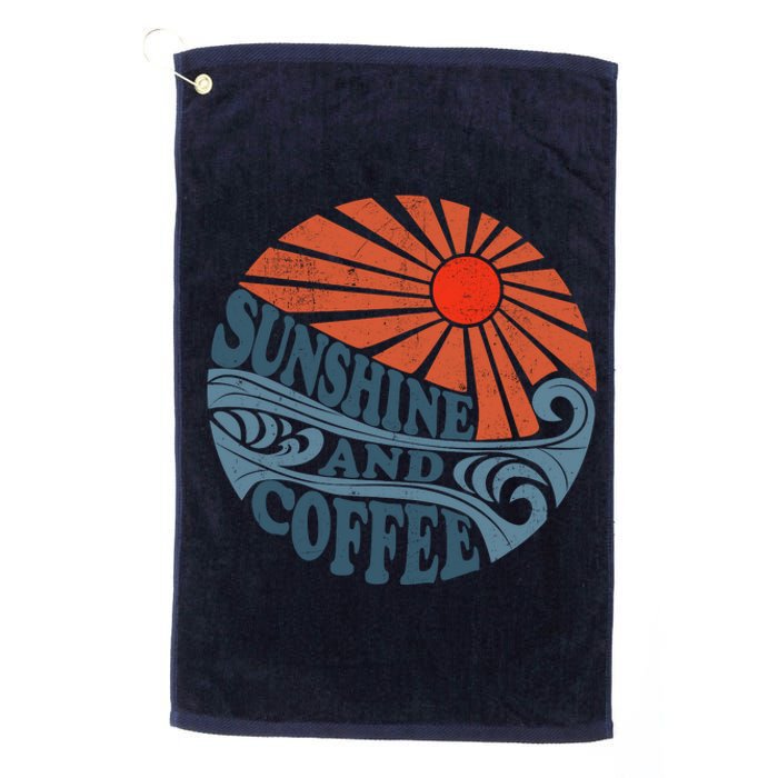 Sunshine And Coffee Funny Retro 70S Vintage Beach Vacation Platinum Collection Golf Towel