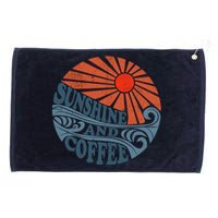 Sunshine And Coffee Funny Retro 70S Vintage Beach Vacation Grommeted Golf Towel