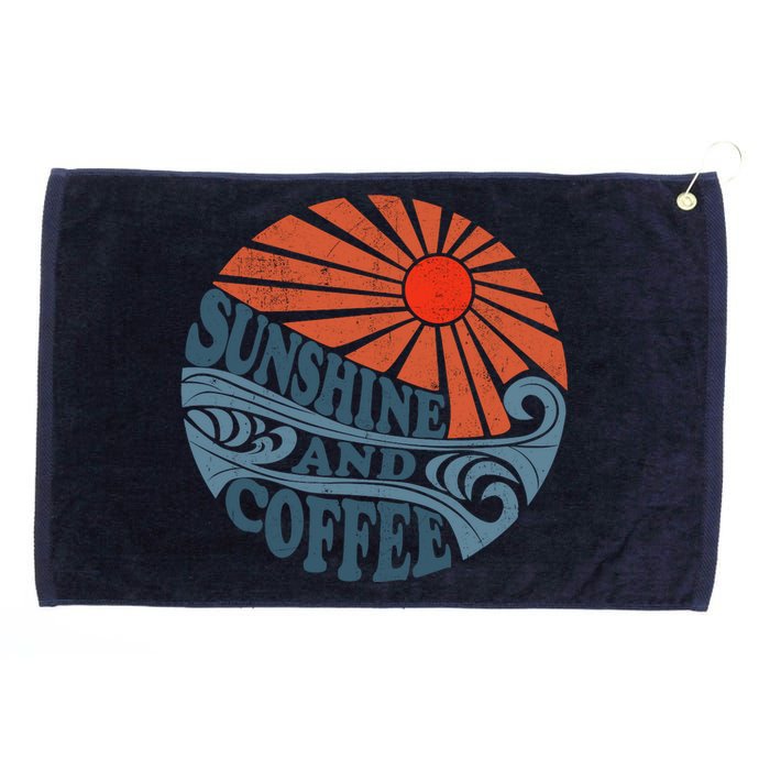 Sunshine And Coffee Funny Retro 70S Vintage Beach Vacation Grommeted Golf Towel