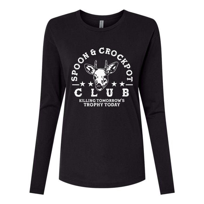 Spoon And Crockpot Club TomorrowS Trophy Deer Hunting Joke Womens Cotton Relaxed Long Sleeve T-Shirt