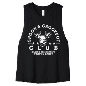 Spoon And Crockpot Club TomorrowS Trophy Deer Hunting Joke Women's Racerback Cropped Tank