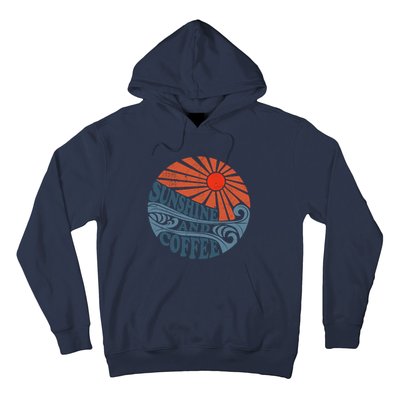 Sunshine And Coffee Funny Retro 70S Vintage Beach Vacation Hoodie