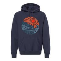 Sunshine And Coffee Funny Retro 70S Vintage Beach Vacation Premium Hoodie