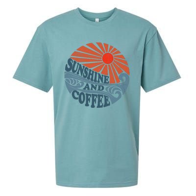 Sunshine And Coffee Funny Retro 70S Vintage Beach Vacation Sueded Cloud Jersey T-Shirt