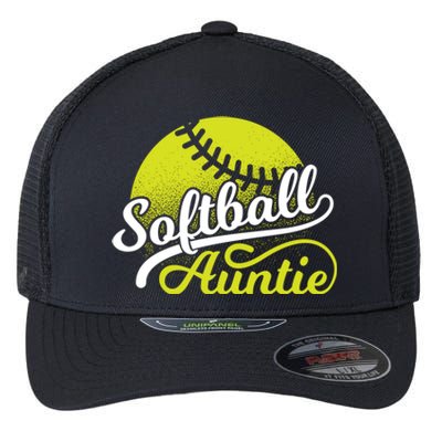 Softball Aunt Coach Softball Auntie Meaningful Gift Flexfit Unipanel Trucker Cap