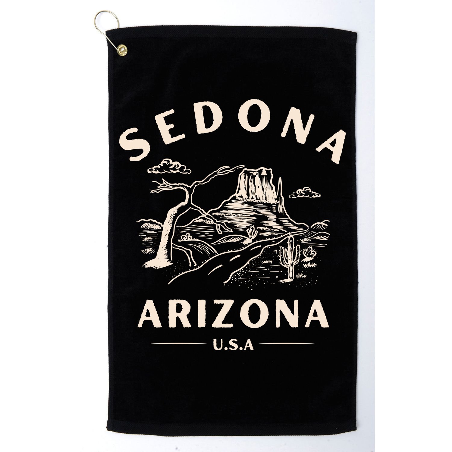 Sedona Arizona Cactus Sunset Desert Golf Towel