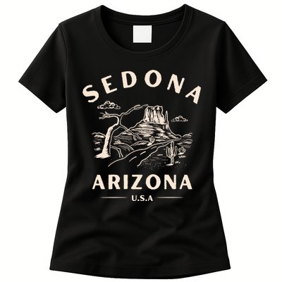 Sedona Arizona Cactus Sunset Desert Womens T-Shirt