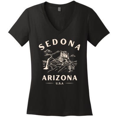 Sedona Arizona Cactus Sunset Desert Women's V-Neck T-Shirt