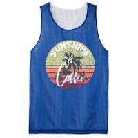 Sunshine And Coffee Funny Retro Vintage Sunset Palm Trees Gift Mesh Reversible Basketball Jersey Tank