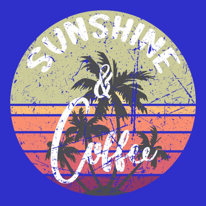 Sunshine And Coffee Funny Retro Vintage Sunset Palm Trees Gift Baby Bodysuit